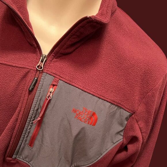 The North Face Tech 100 Half Zip Fleece Sweater Rust/Gray Size Medium - Picture 3 of 5